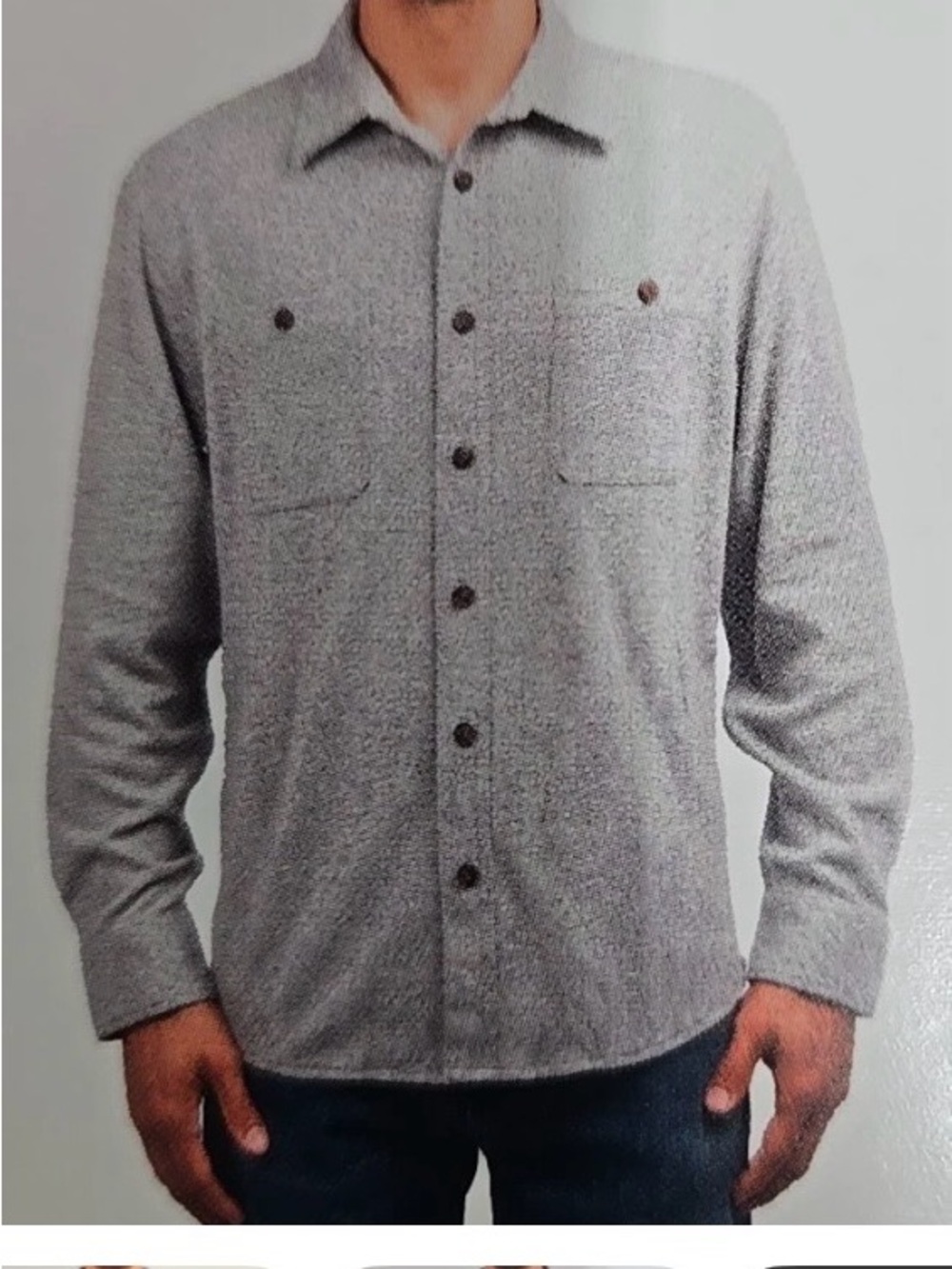 Jachs Men's Light Gray Casual Button-Down Shirt Jacket